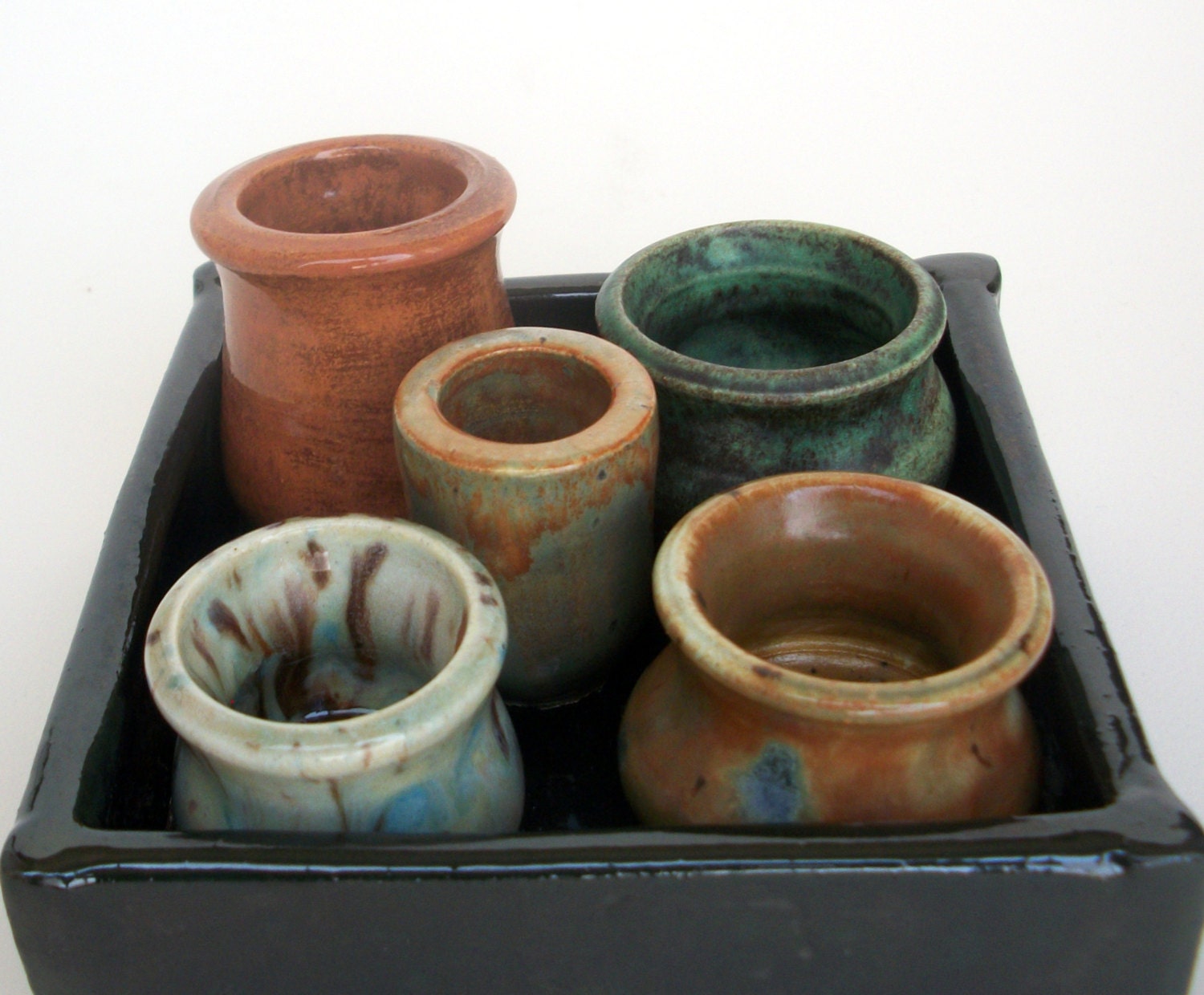 Handmade Ceramic  Tray of Pots