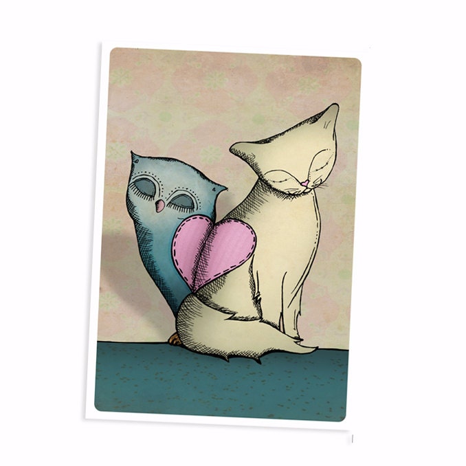 Cat Greetings Card -  Birthday Card - The Owl and The Pussycat