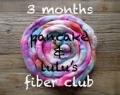 hand painted merino wool roving fiber club - 3 month membership - by pancake and lulu