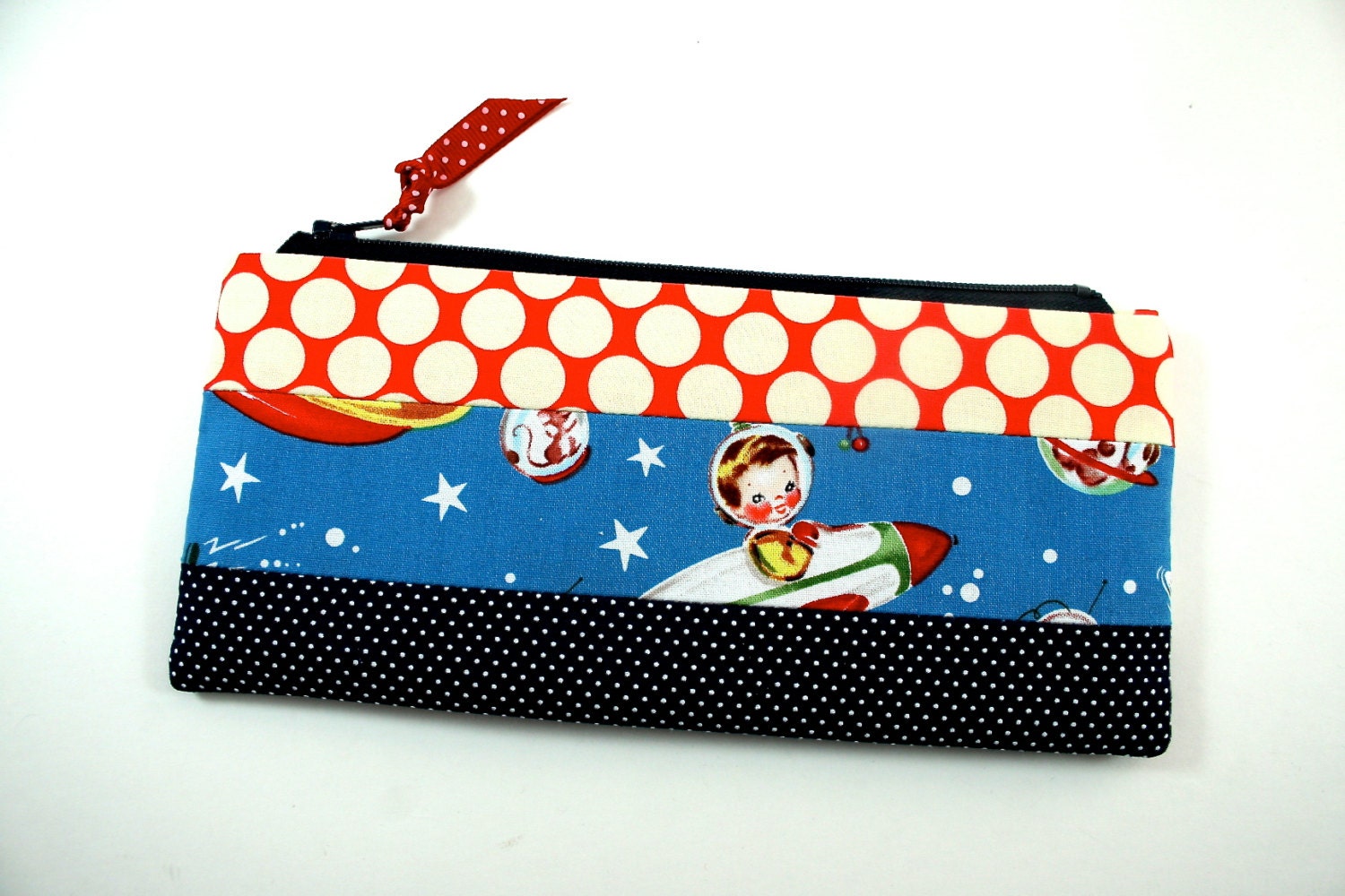 Zipper Pouch Pencil Pouch in Retro Rocket Kids