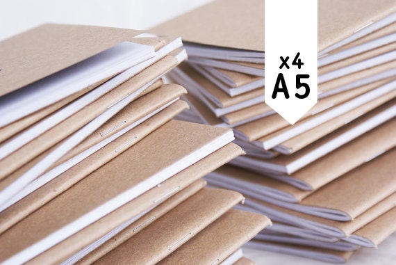pack of 4 - recycled A5 notebooks - blank