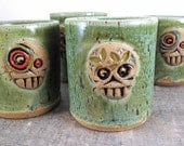 Skully Rocks Glass - Old Fashioneds - Pottery Cup - Skulls - Day of the Dead - Colorful  - Barware - Whiskey Cups