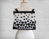 Backpack- White Linen Heavy Heart Print - Bag Canvas Screen Print