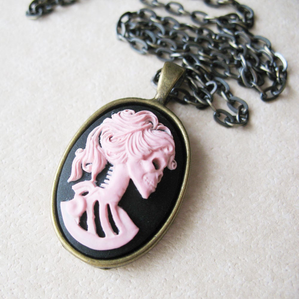 Pink Gothic Lady Skeleton Necklace - Lenore - Love After Death