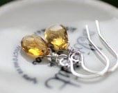 Citrine Earrings, November Birthstone, November Birthday, Sterling Silver, Lemon Yellow, Semi Precious Stones, Sunshine Yellow, Small