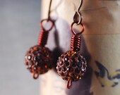 Sparkley Amber Swarvoski Crystal Pave Bead Earrings