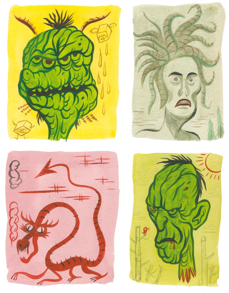 ORIGINAL painting 4 in 1 by Mike Gorman 9x12 gouache