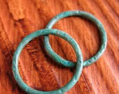 Verdigris Links  - 2 - 16mm Patina Brass Artisan Circles
