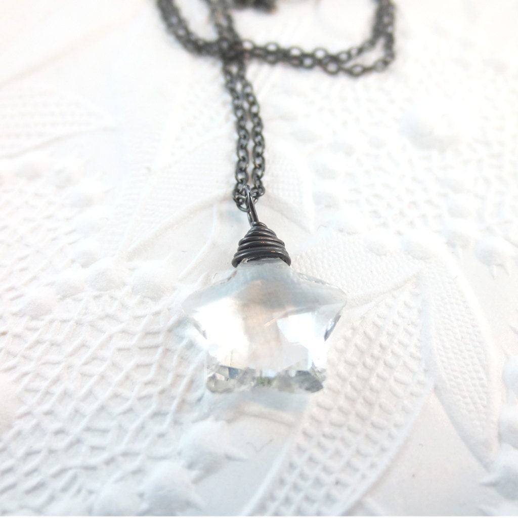 Quartz Star Necklace with Oxidised Sterling Silver