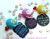 Baby Greetings Bird to record baby birth, baby growth, pregnancy with rewriteable chalkboard for personalized message (FREE BABY CARD)