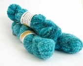 Teal blue hand dyed yarn, aran soft alpaca blend boucle wool, light worsted knitting crochet wool, Perran Yarns, turquoise ocean