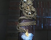 Heard on High - Raw pale blue angelite crystal cluster gold chain pendant