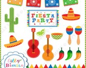 Fiesta Party in Primary Colors Instant Download clipart for invitations, cards, and party decor Il_170x135
