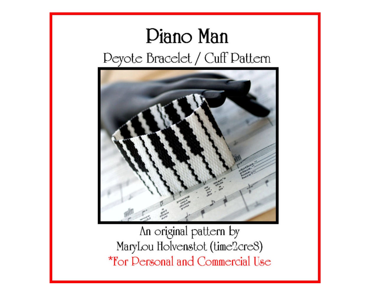 Peyote Bracelet Pattern ... PIANO MAN ... Music . Black and White . Pianist . Musician . Keys . Sharp . Flat . Music Gift . 3 for 2