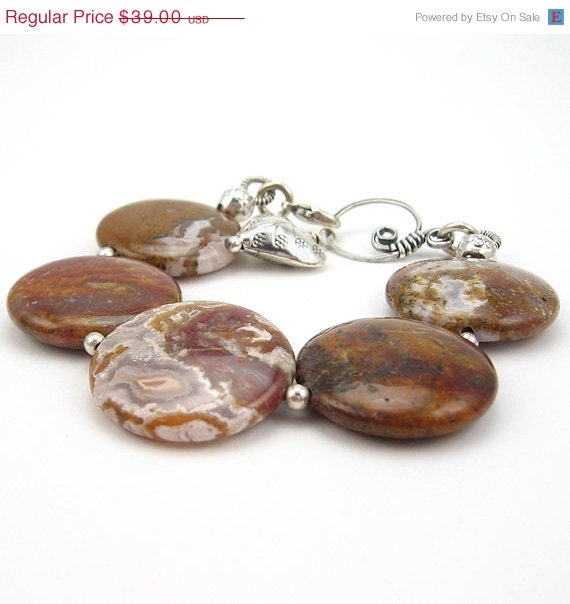 30% off SALE Agua Nueva Agate Bracelet, Sterling Silver Wirework and Accents