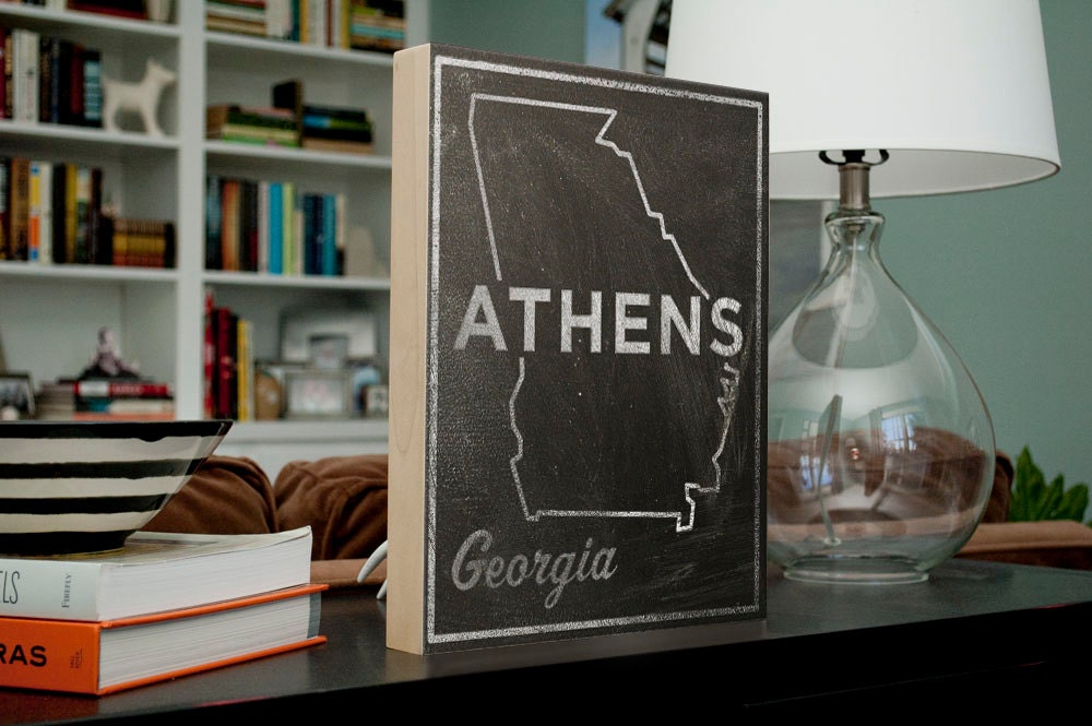 College Town Print - Athens, Georgia City State Art Box - 11 in x 14 in Custom State Print - Map of Georgia State Map Art - Graduation Gift