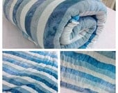HOLIDAY WEEKEND SALE- Crinkle Cotton Polyester Fabric-Ocean Stripes