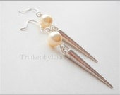Silver Spike and Pearl Earrings