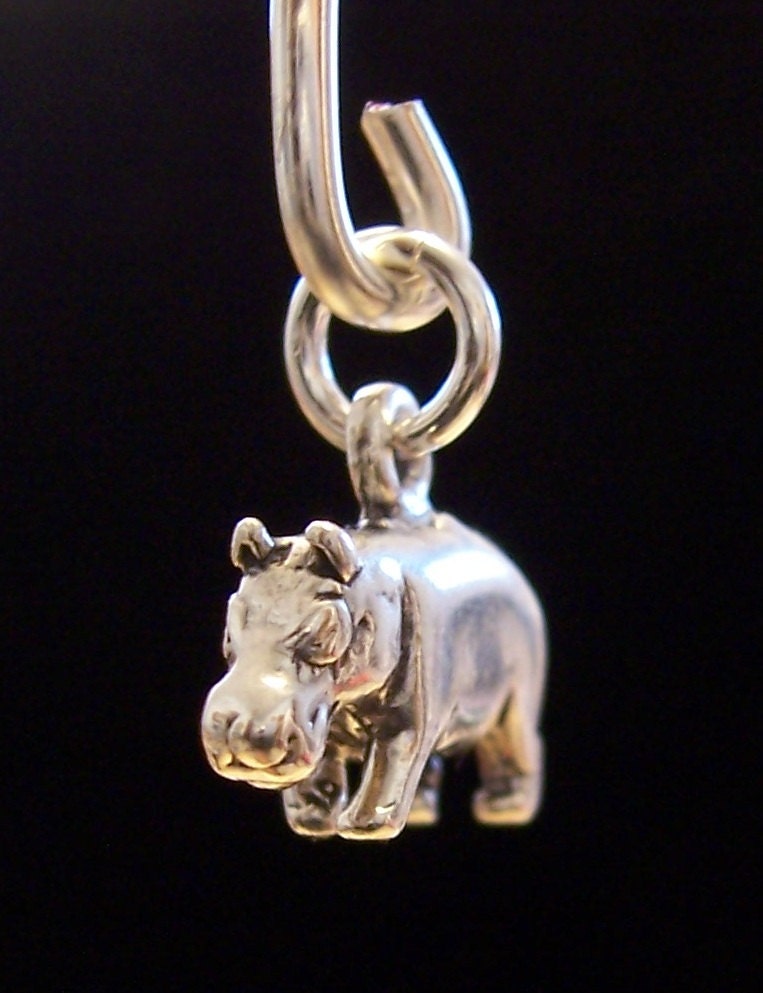 Hippopotamus Charm - Sterling Silver Hippo Charm