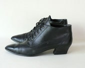 Women's Black Leather Size 8 1/2 Lace Up Ankle Boots