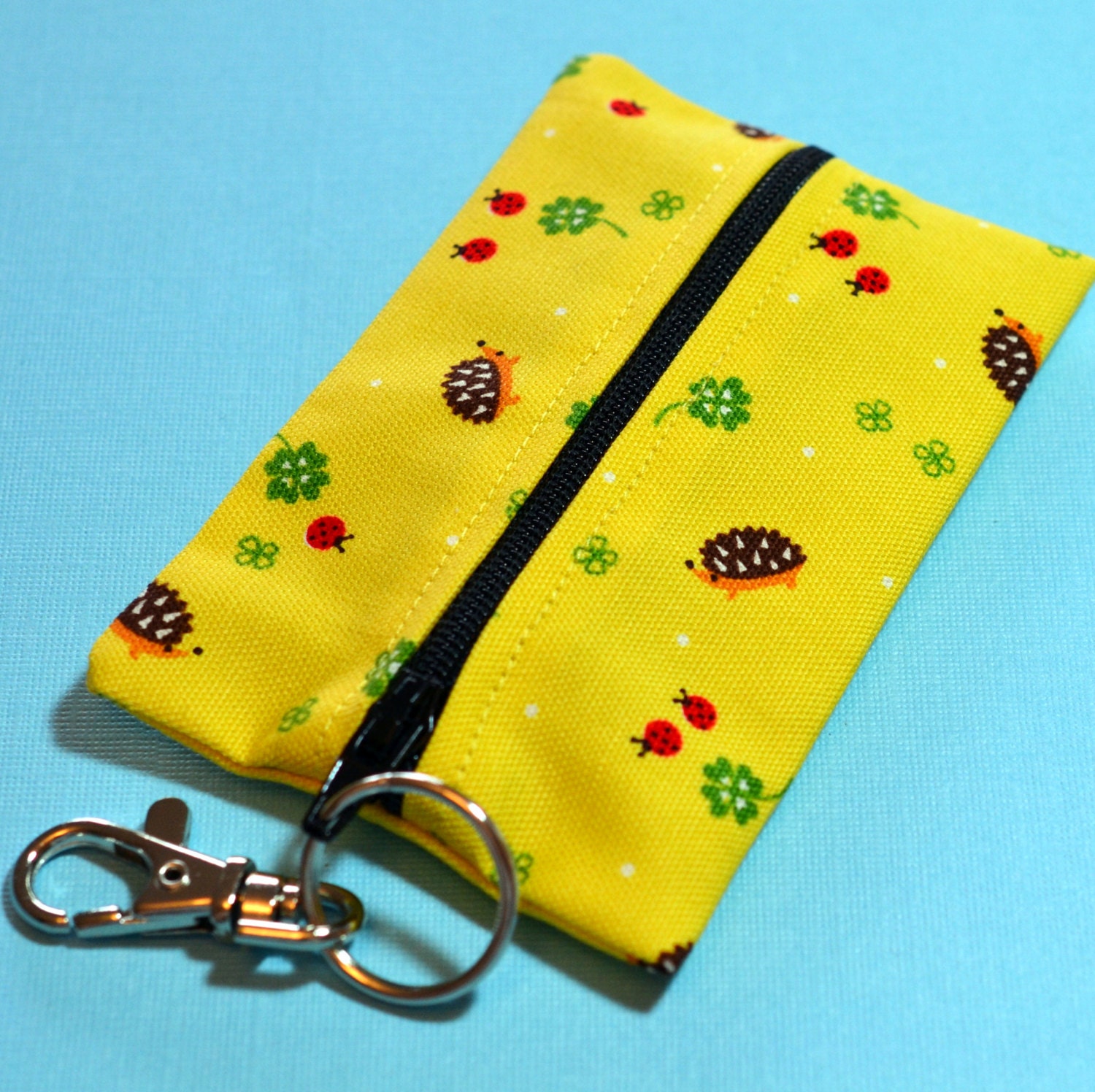 Yellow Hedgehog Zip It Card Case -  Hedgehogs and Clover