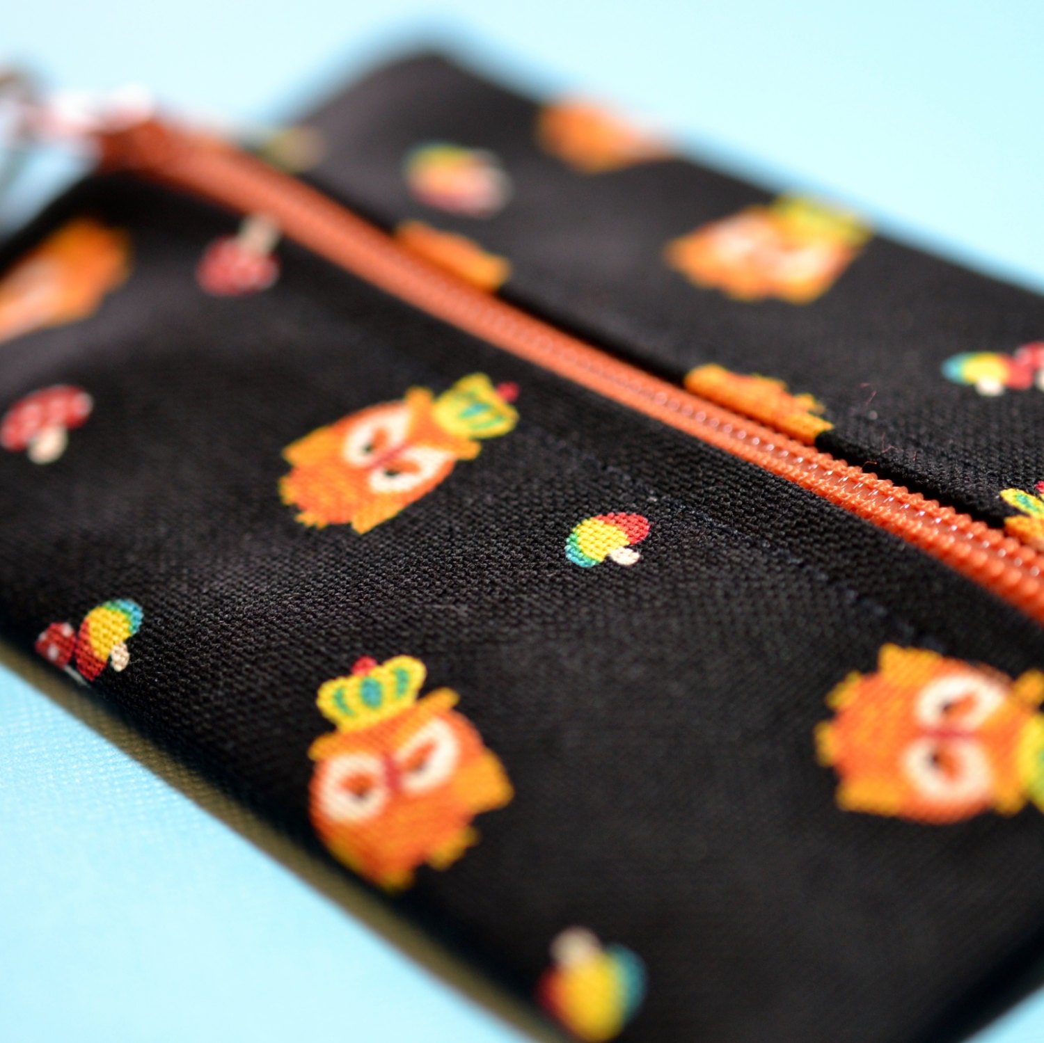 Black Owl Zip It Card Case Gift Card Holder - The Royal Prince of Owls