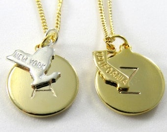 Birdhouse Jewelry- Letter and State on Gold Chain