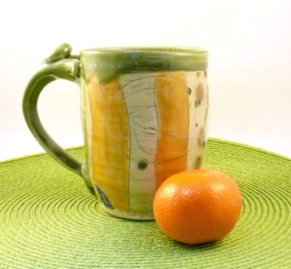 Olive green handmade mug WM31 SHIPS TODAY Coffee cup  - teacup / latte mug holds 16 ounces