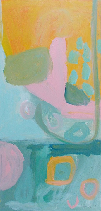art painting abstract acrylic pink aqua