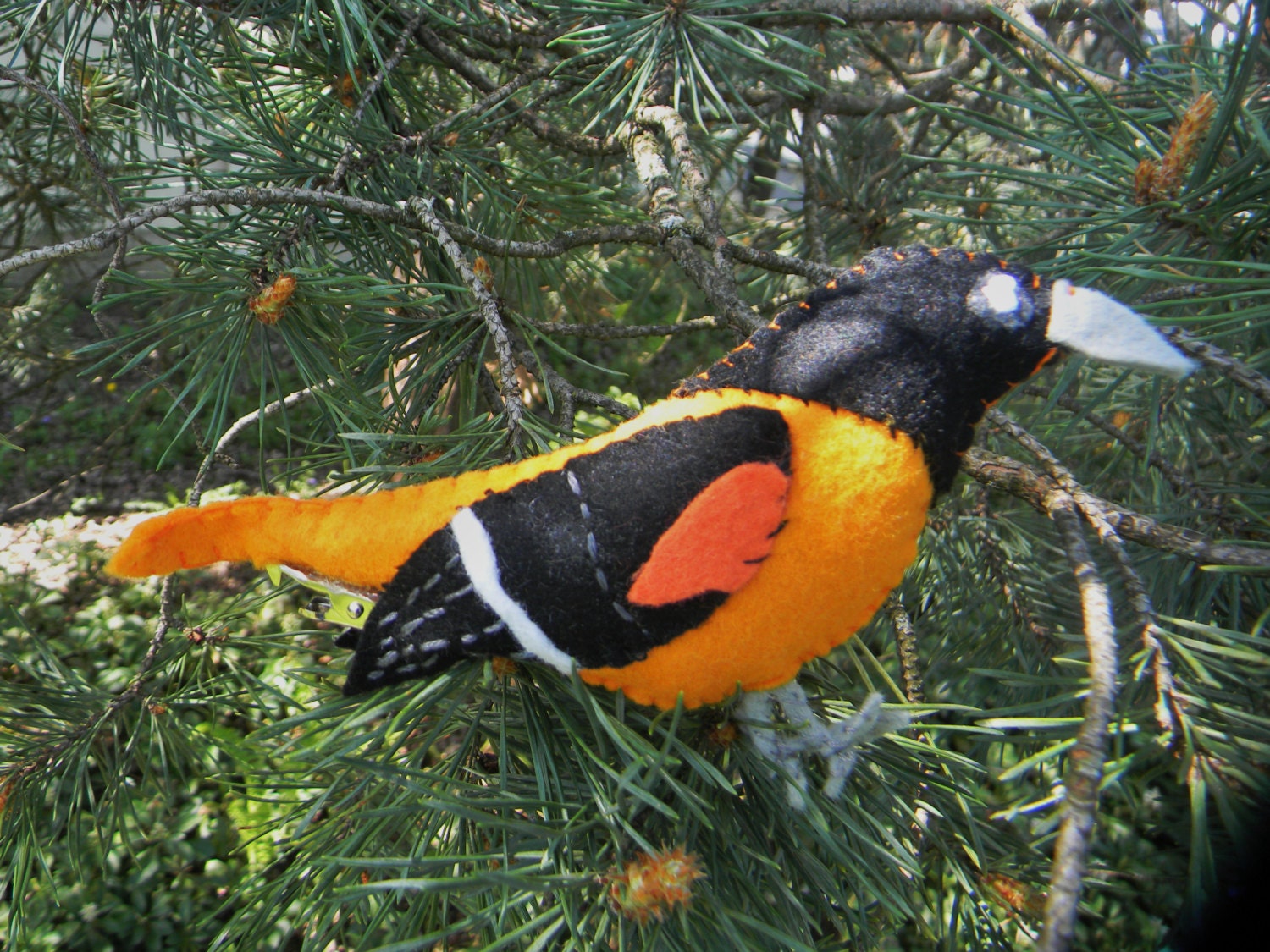 Baltimore Oriole Bird Felt Ornament Home Decor