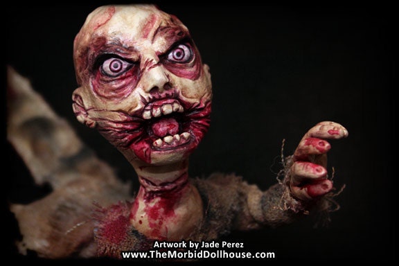 Creepy Zombie Doll & Torture Table - Handmade Horror Art by The Morbid Dollhouse