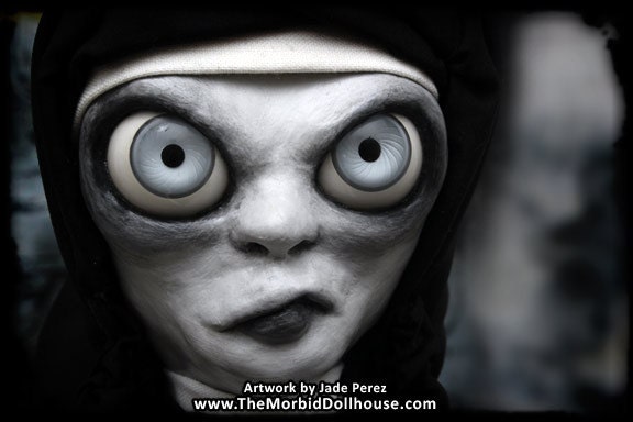 Creepy Strange Grumpy Nun Doll