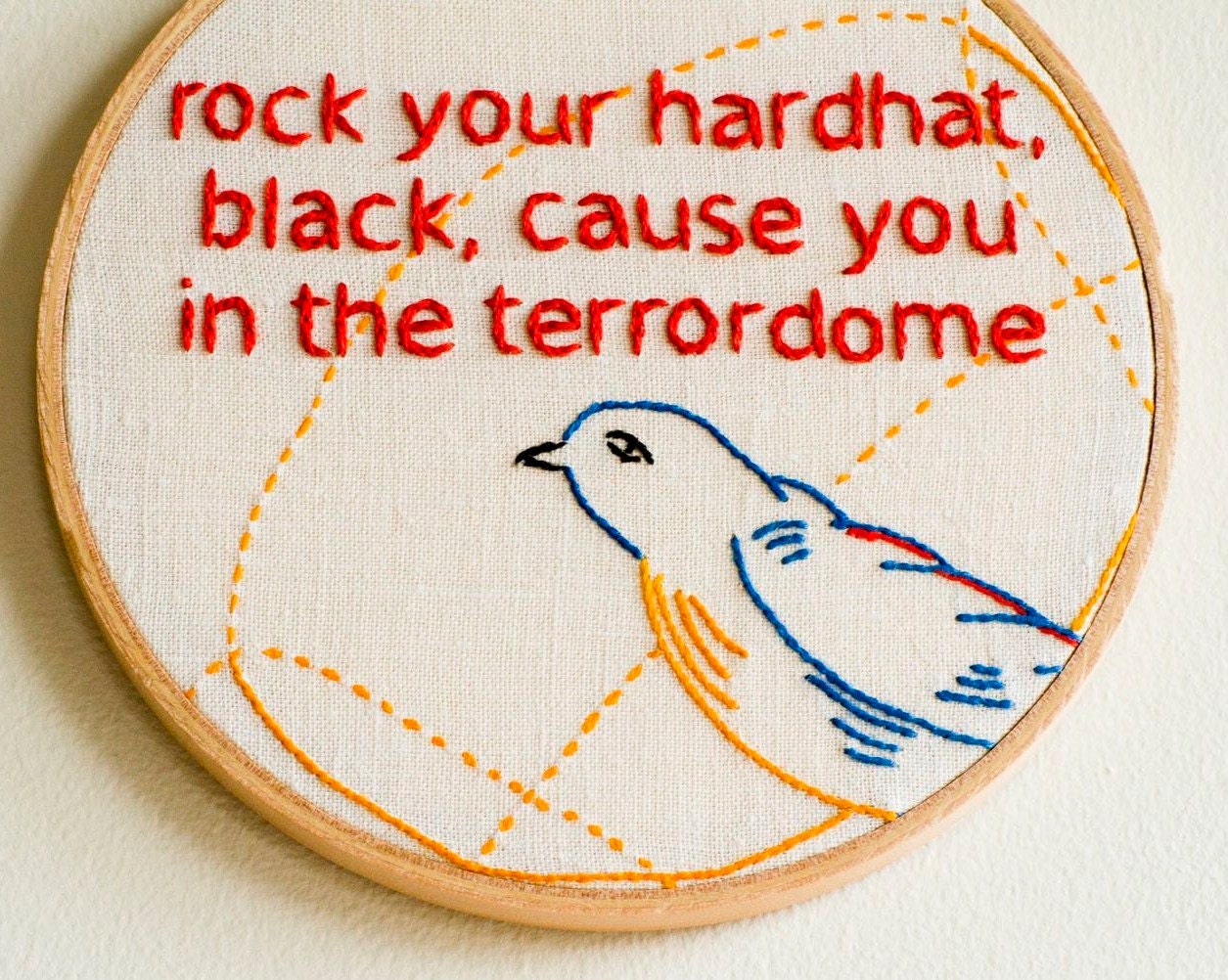 Embroidered Rap Lyrics: Mathematics by Yasiin Bey - In Round Embroidery Hoop