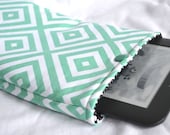 eReader Kindle Cover - Aqua White Modern Square Tiles