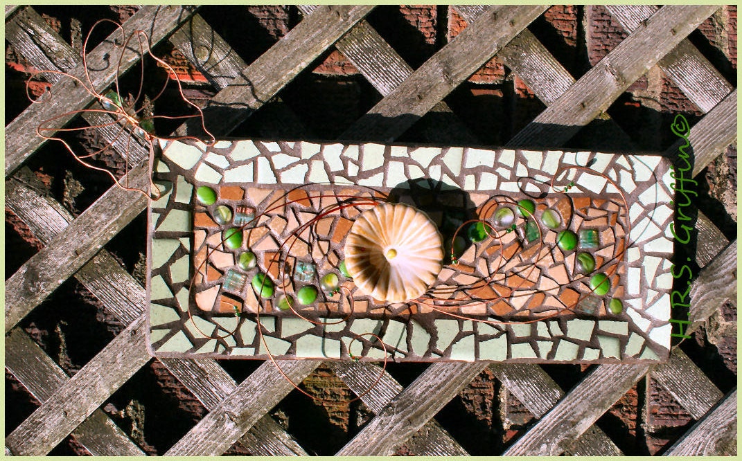 Morning Glory Mosaic with Butterfly