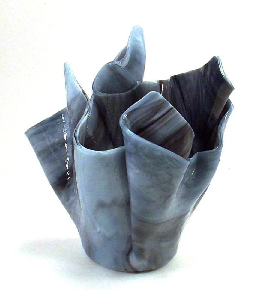 Vase Candle - Gray Thunderhead Pearl Opal Glass Vase