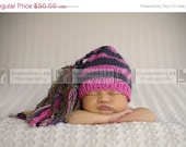 SALE Newborn Girl HAT Striped CHUCKLES Cap w Funky Super Tassel Baby Photo Prop Unigender Boy Girl Poodle Pink Charcoal Pick Colors Knit 2