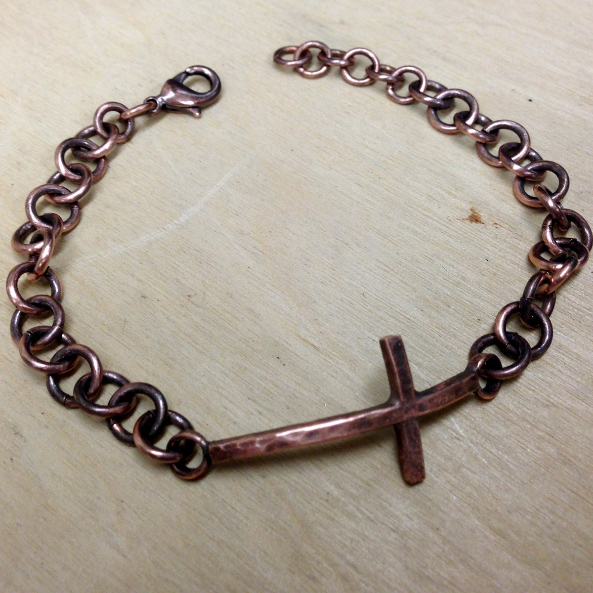 Copper Sideways Cross Bracelet