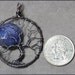Full Blue Moon Tree Fire Crack Agate Tree of Life Pendant Gunmetal Hematite Wire Wrapped Jewelry