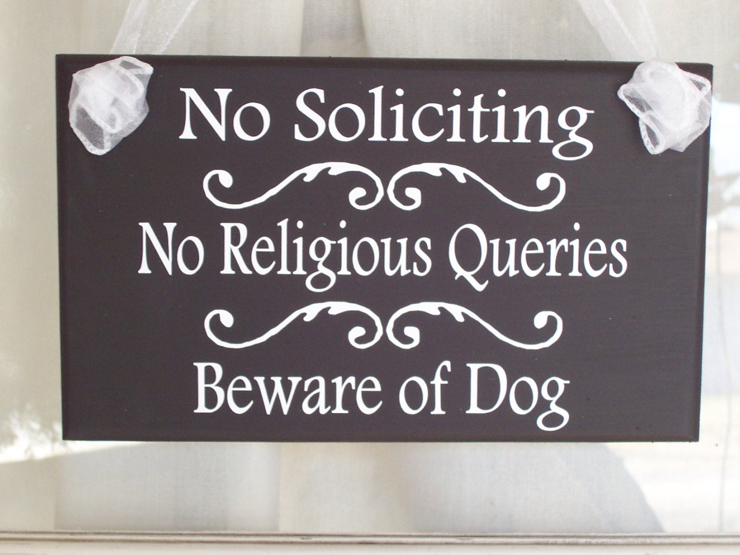 No Soliciting No Religious Queries Beware of Dog - Home Decor Door Hanger