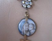 RESERVED FOR RITA Perfect Love ... vintage repurposed Madonna and Child religious rosary necklace