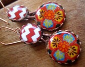 Mexican Talavera plate earrings, Mexican Jewelry, Steampunk earrings, Carnival jewelry, MTO, Red, folk, Statement earrings, Cinco de Mayo