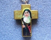 St. Hildegard von Bingen Handmade Wood Catholic Crucifix Necklace