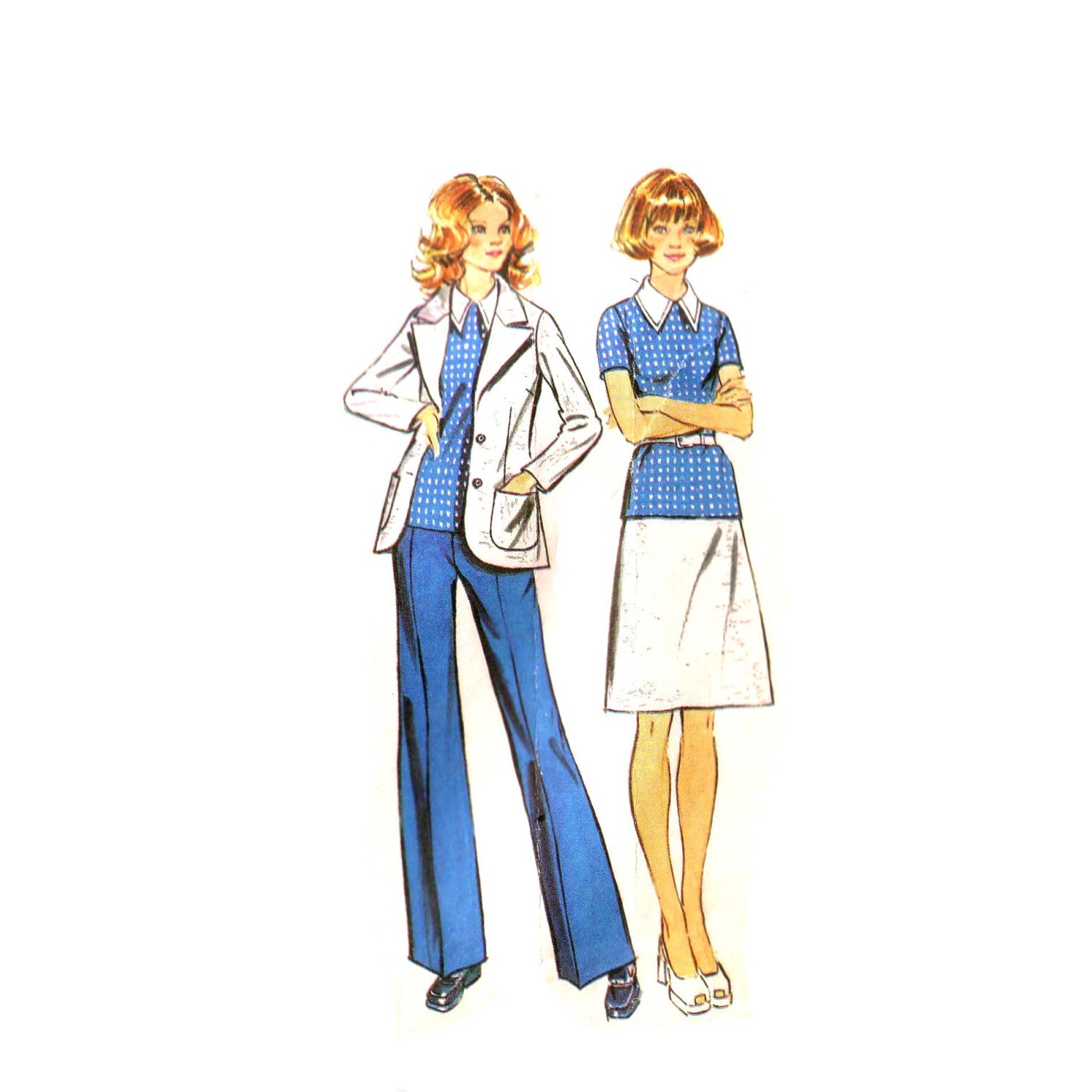 70s Aline Skirt with Suit vintage pattern 38-30-40