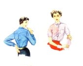 50s Blouse with Placket Details 34-28-37 vintage pattern mad men