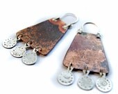 Organic Mixed Metal Earrings - Rustic Jewelry - Tribal Copper Earrings - OOAK