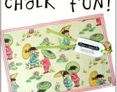 Chalk Mat / Chalkmat: China Dolls - arts and crafts travel coloring placemat - laminated cotton & chalkcloth - Sale take 20% off