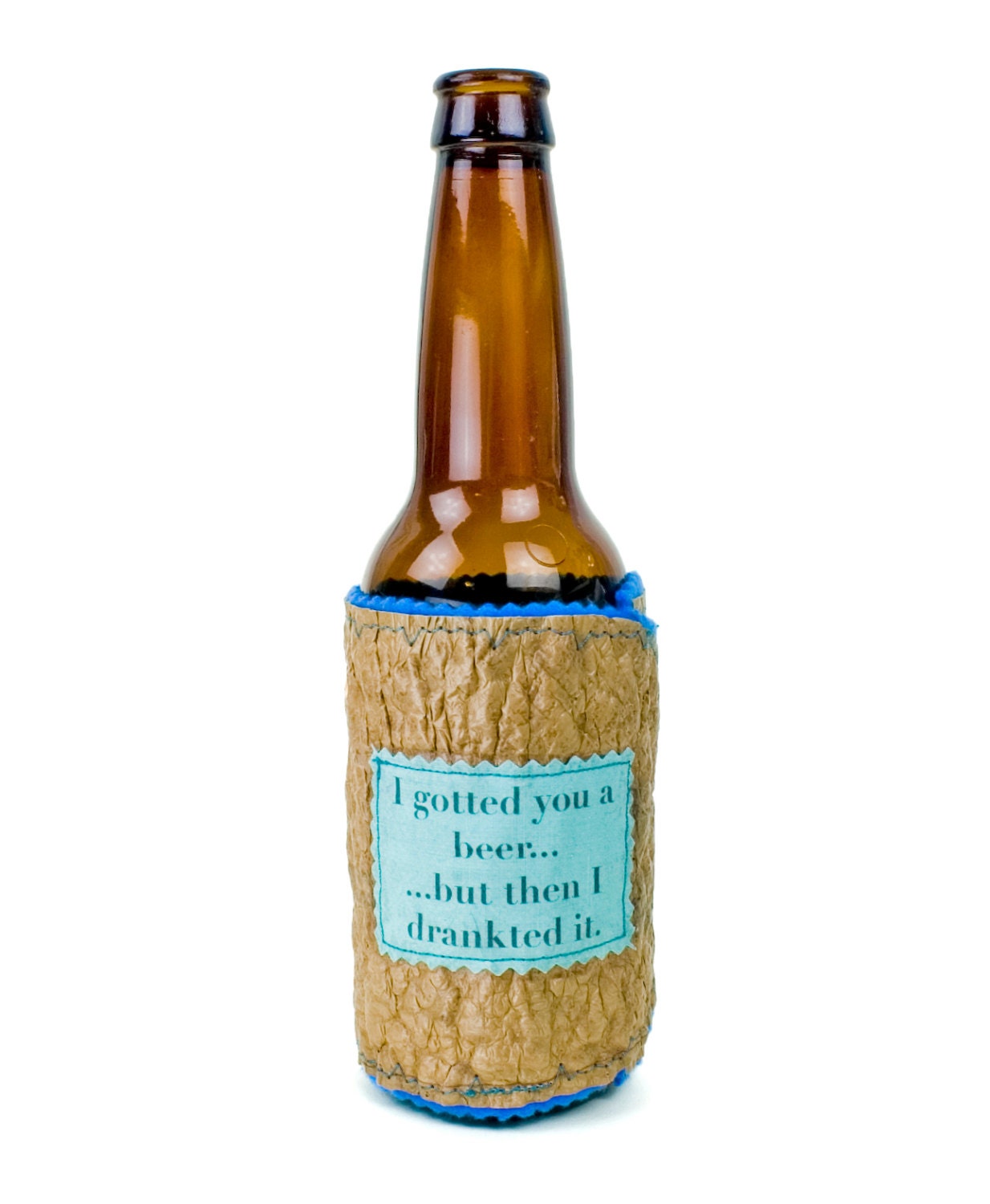 I gotted you a beer Bottle Coozy made from Recycled Plastic Bags