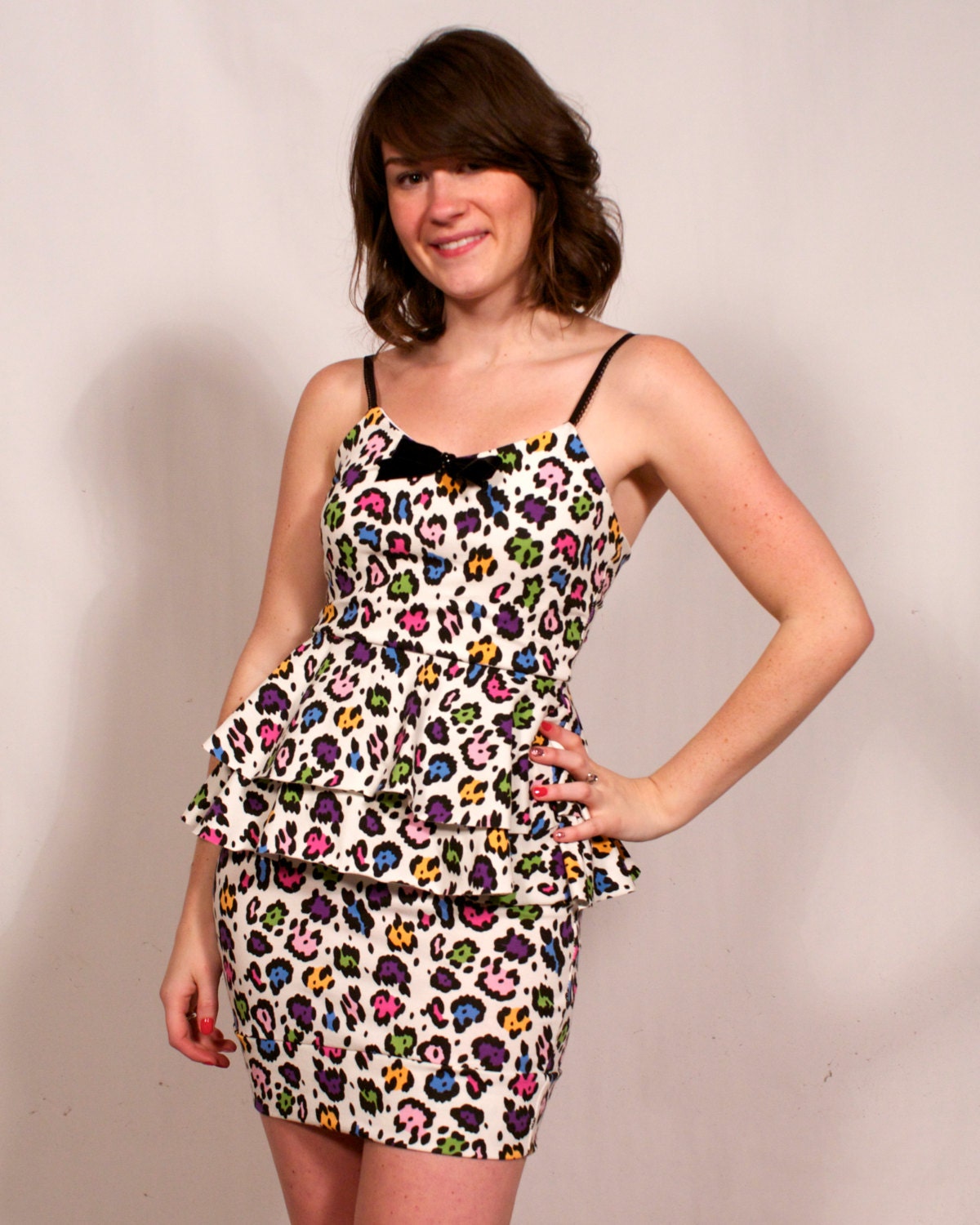 Multi Color Leopard Print Ruffle Dress MADE TO ORDER