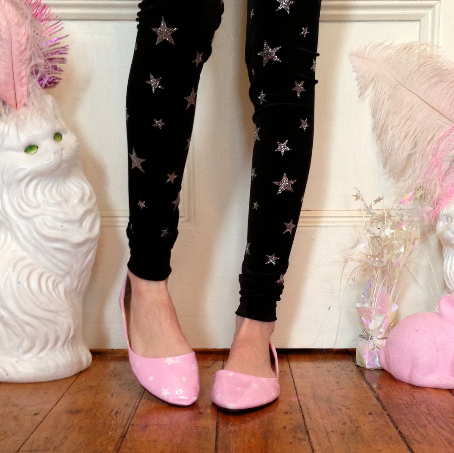 Black Velvet Star Print Leggings
